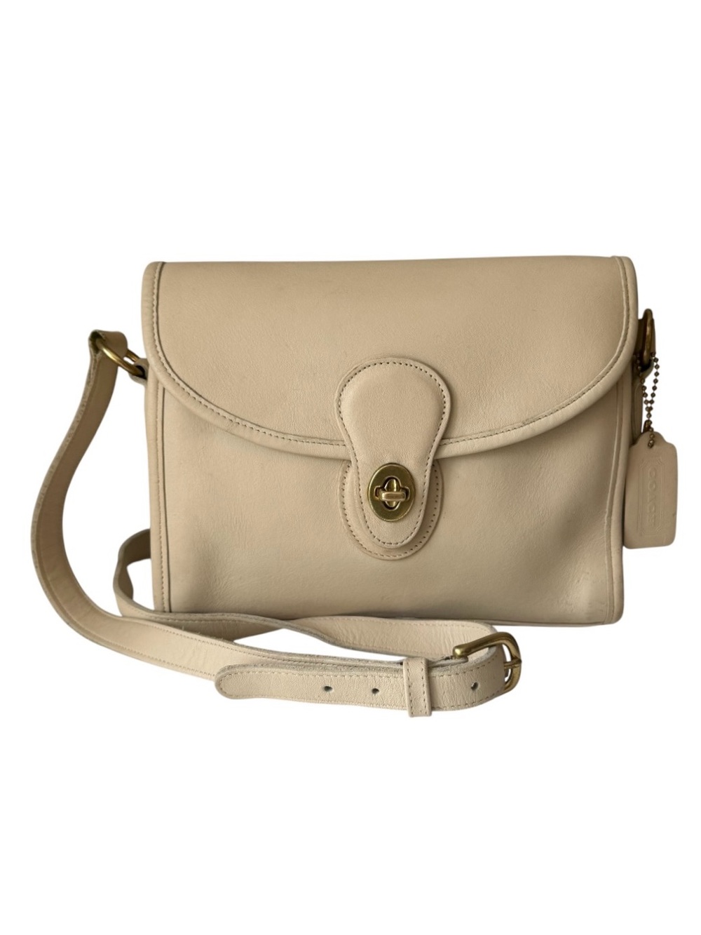Vintage Coach 9908 Devon Bone Leather Crossbody Bag USA - includes COA